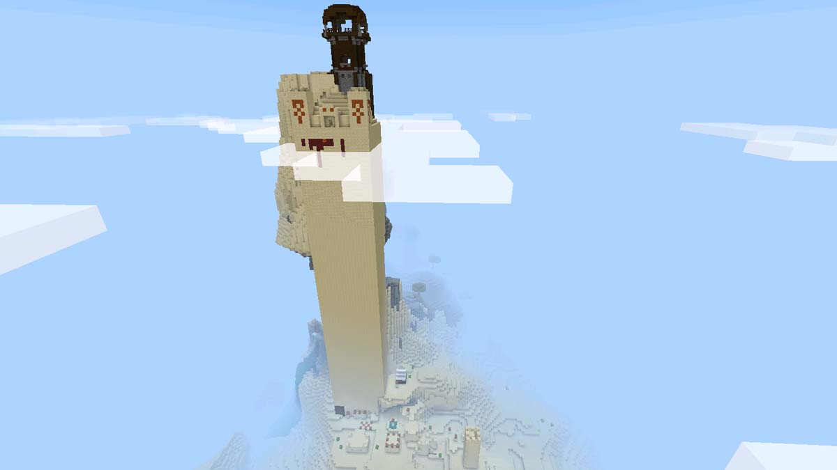 Super tall desert temple in Minecraft PE