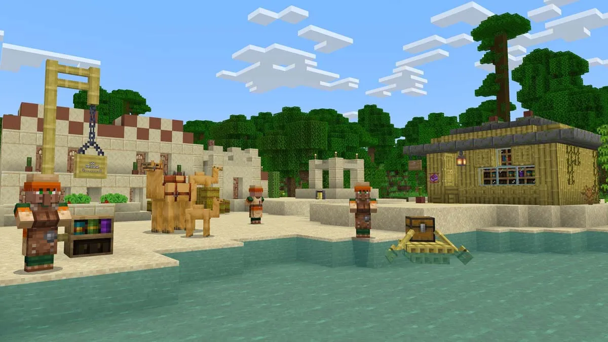 Desert village with camels in Minecraft