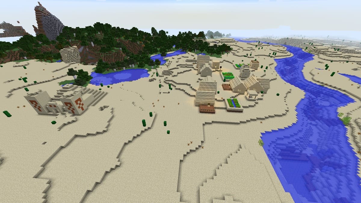 Desert temple and village in Minecraft