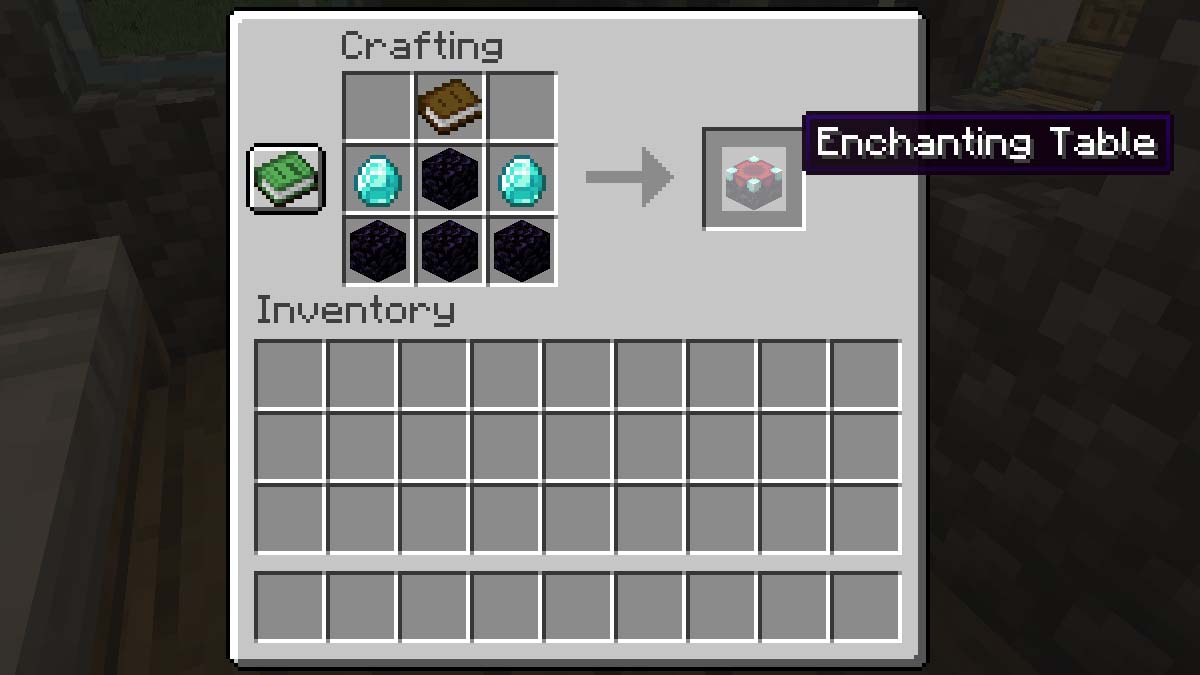 Enchanting table crafting recipe in Minecraft