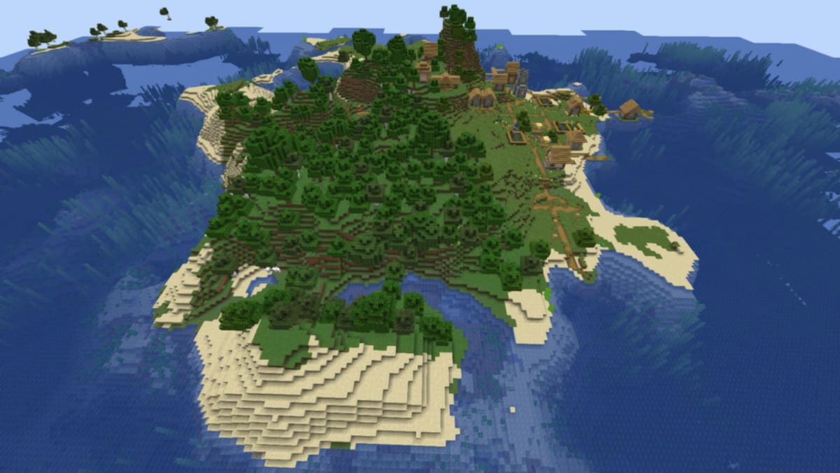 Survival island village in Minecraft