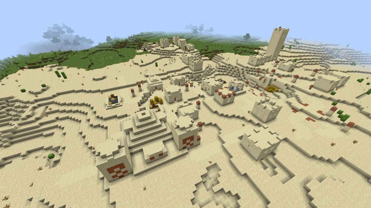 Desert temple and village in Minecraft