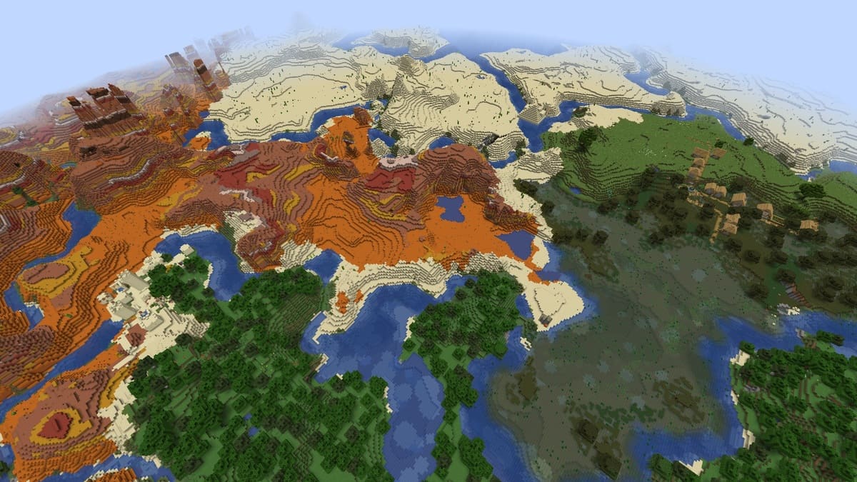 Badlands and double village in Minecraft