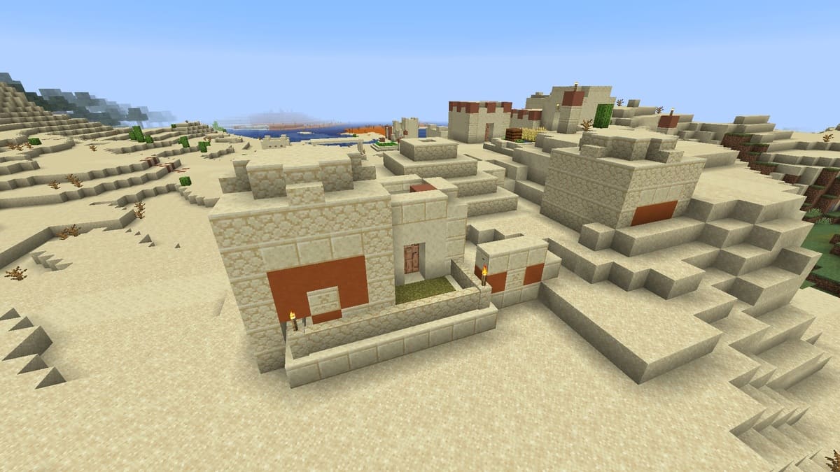 Desert temple and village in Minecraft