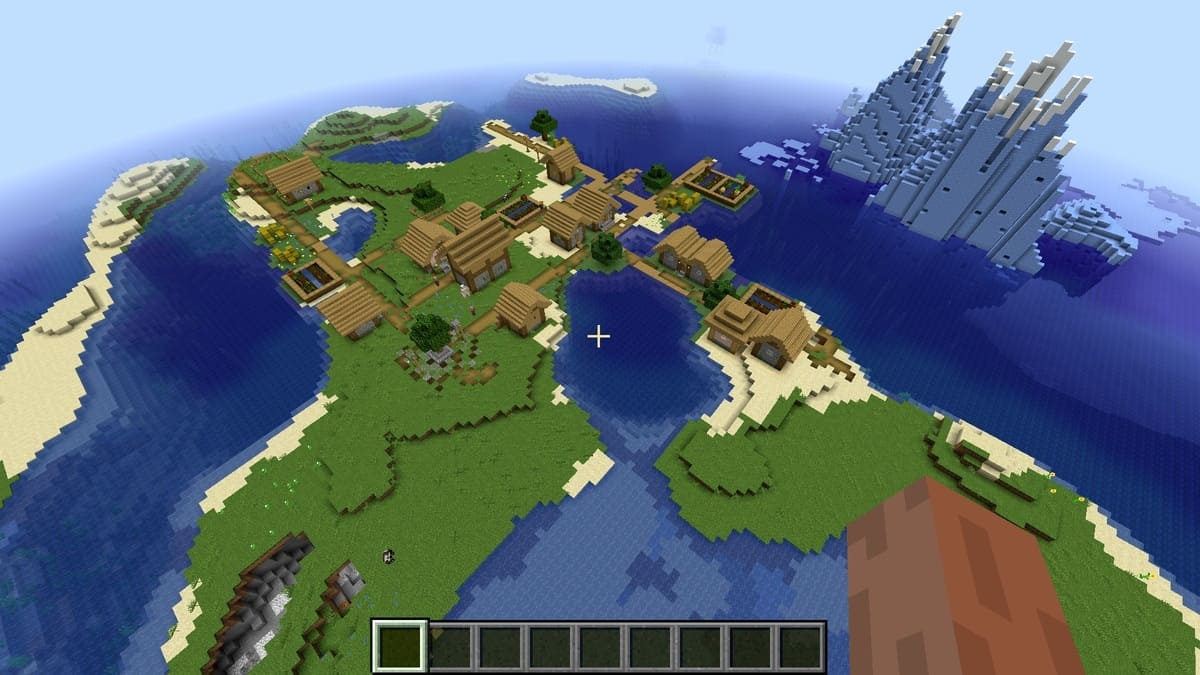 Icebergs and village in Minecraft