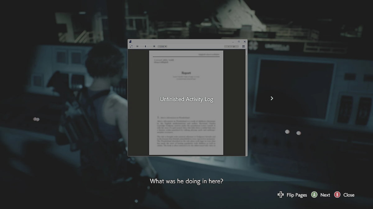 resident evil 3 file unfinished activity log in underground