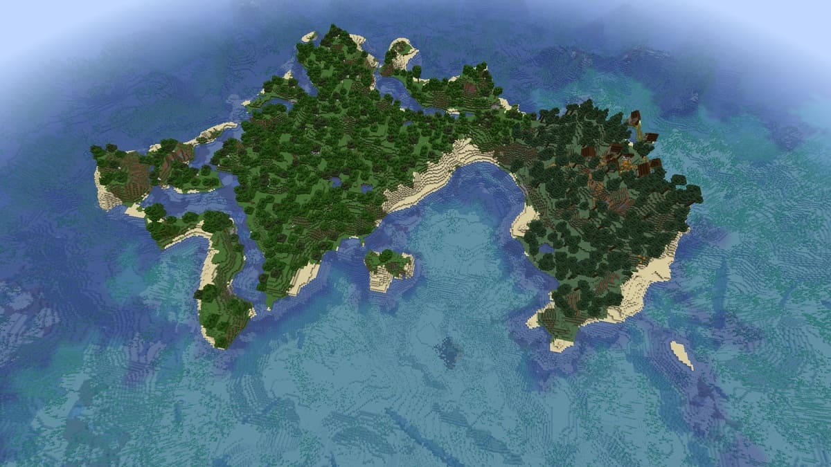 Survival island village in Minecraft