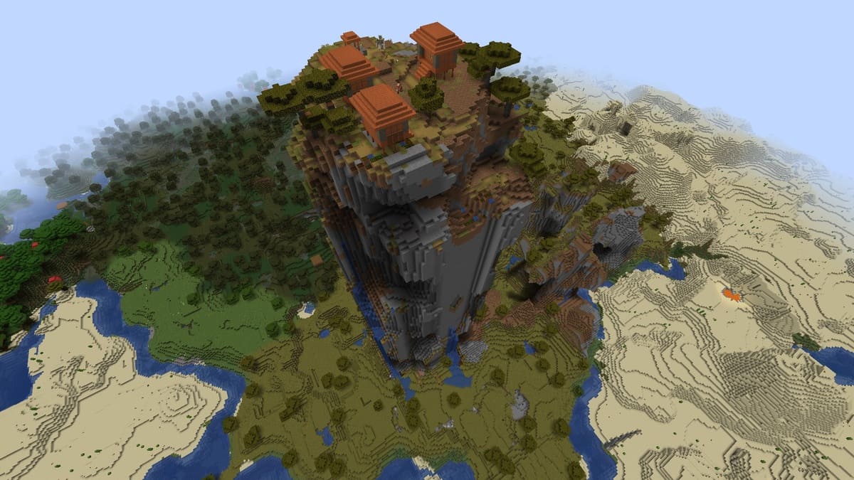 Super tall hill and village in Minecraft