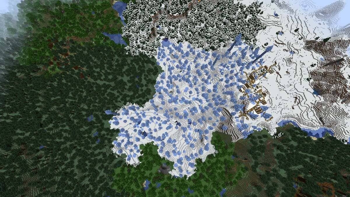 Ice spikes and village in Minecraft