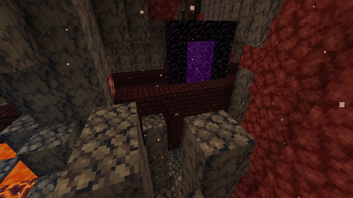 Ruined portal in the nether frotress in Minecraft