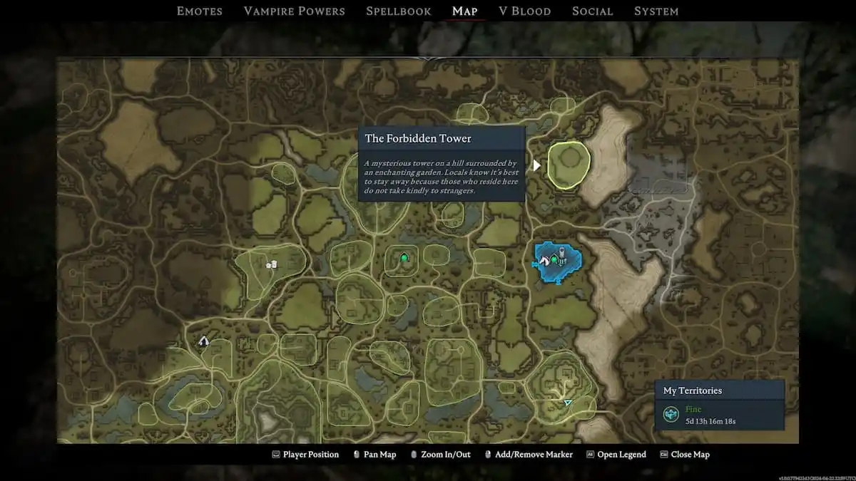 V Blood Boss Maja the Dark Savant map location at the Forbidden Tower.
