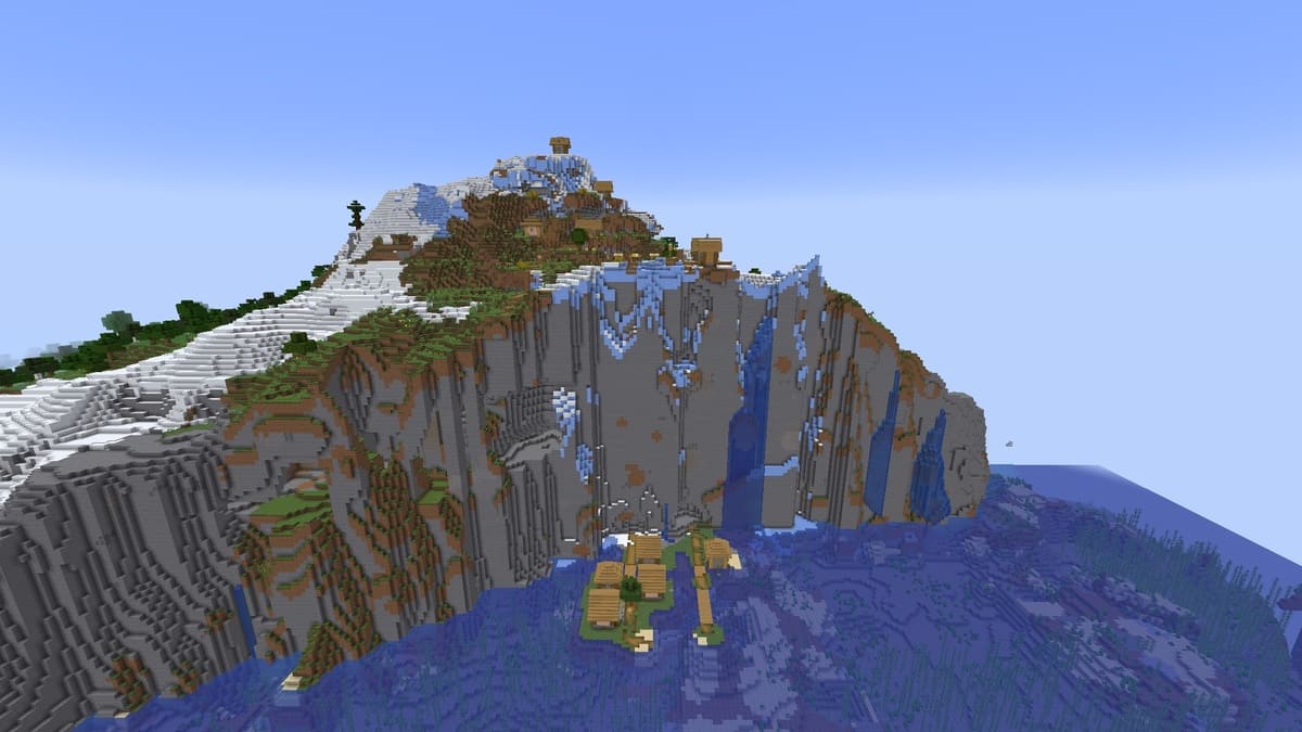 Cliffside village in Minecraft