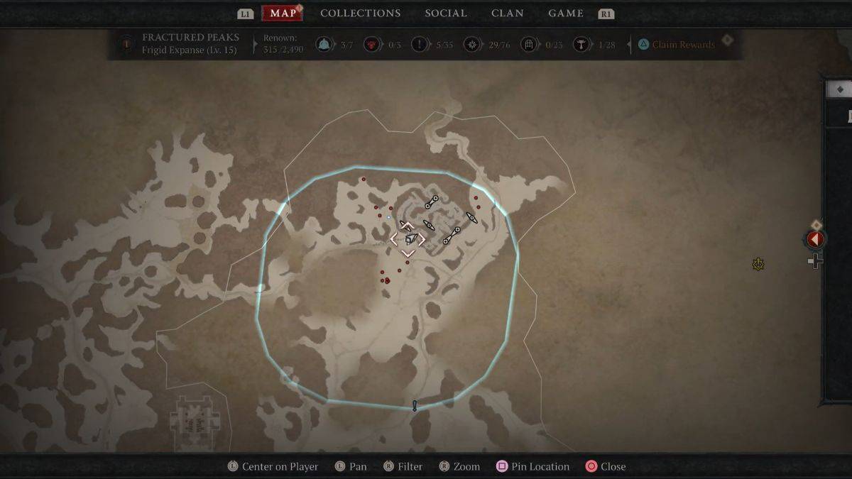 Diablo 4 Exorcist's Cache side quest map location