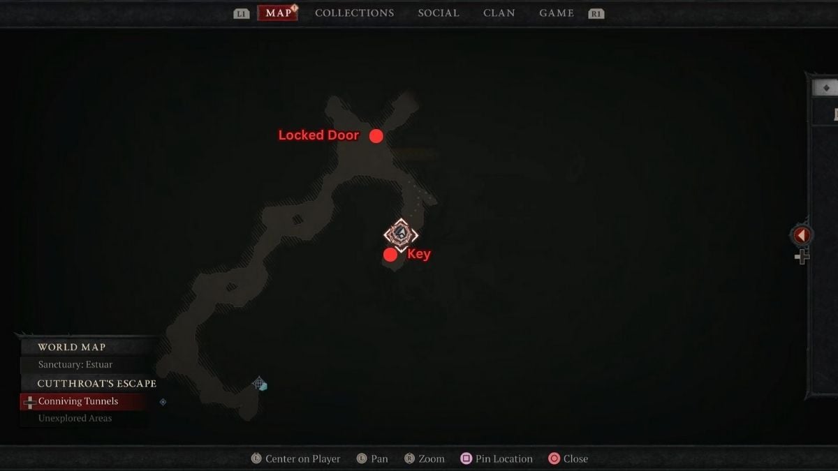 Diablo 4 Bound by Blood locked door and key location in the bandit hideout.