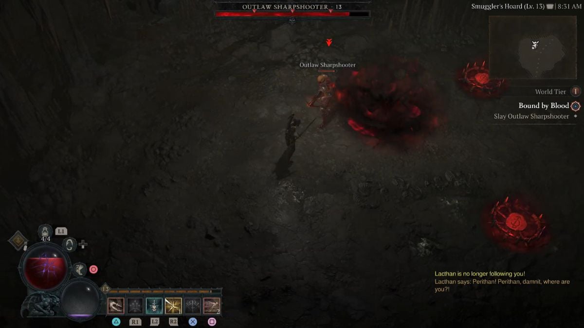 Diablo 4 Bound by Blood Outlaw Sharpshooter mini-boss battle.