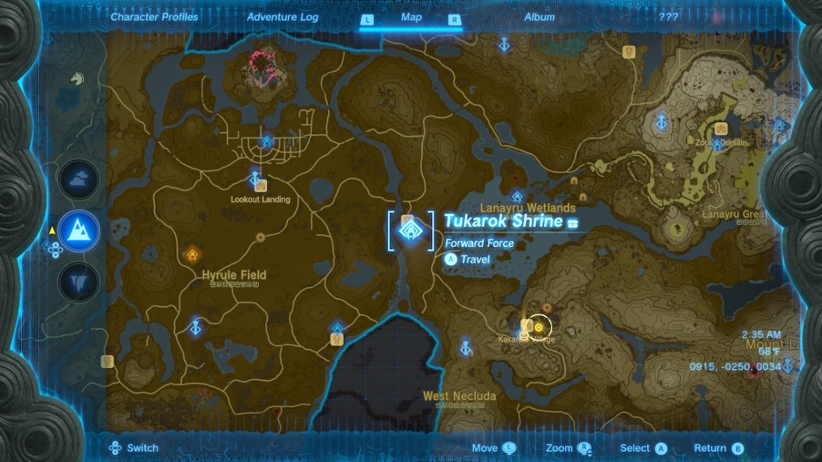 Zelda Tears of the Kingdom Forward Force Tukarok Shrine map location