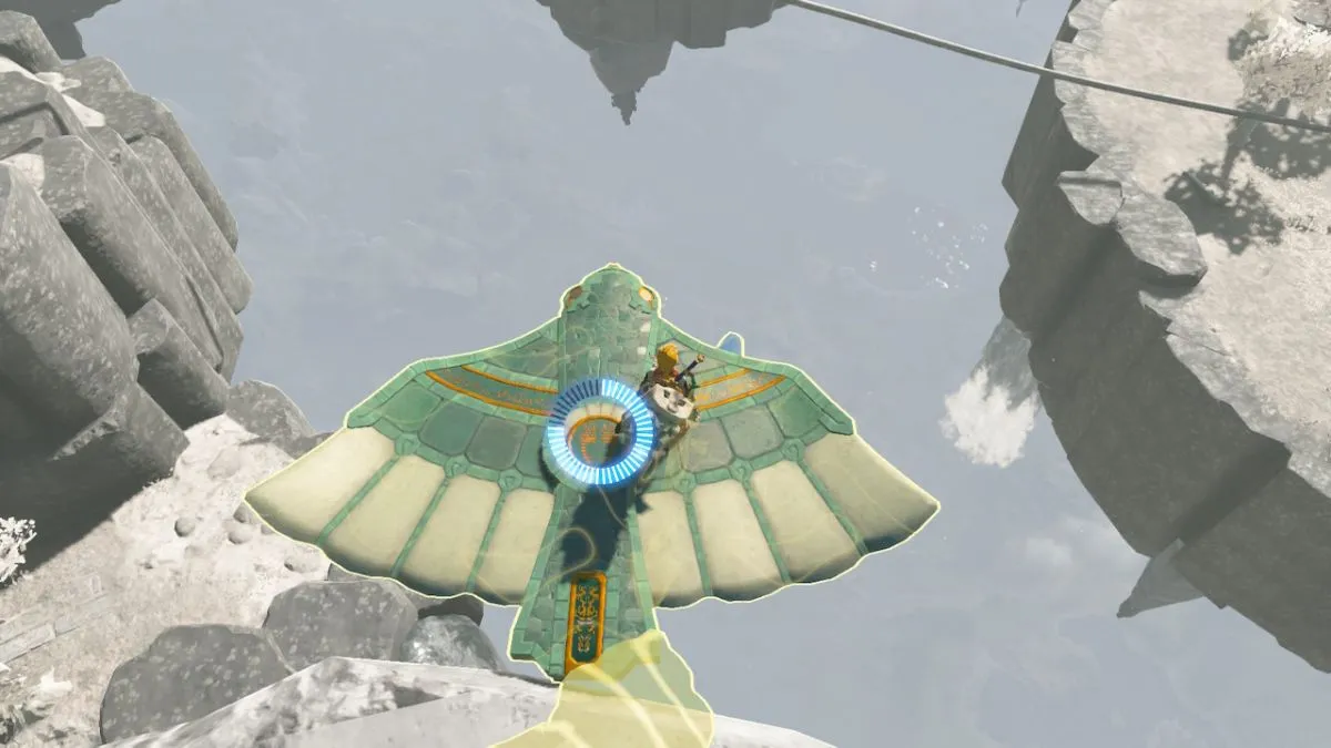 Zelda Tears of the Kingdom Zonai Wings with recall ability off mountain side