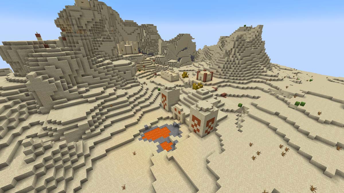 Desert temple with lava pool in Minecraft