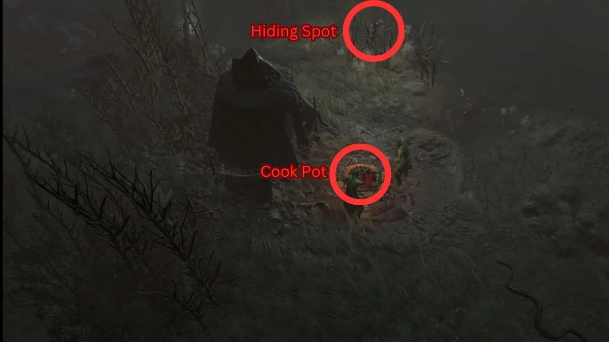 Diablo 4 Bad Blood quest molting shore hiding spot and cook pot