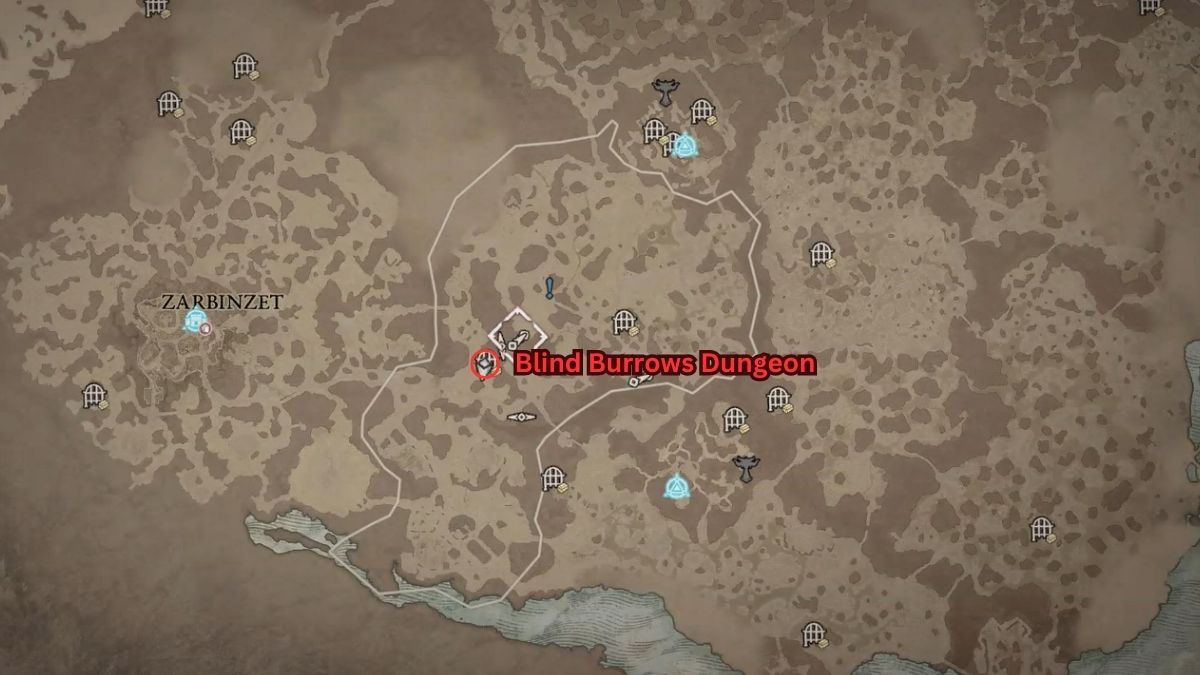 Diablo 4 Blind Burrows map location