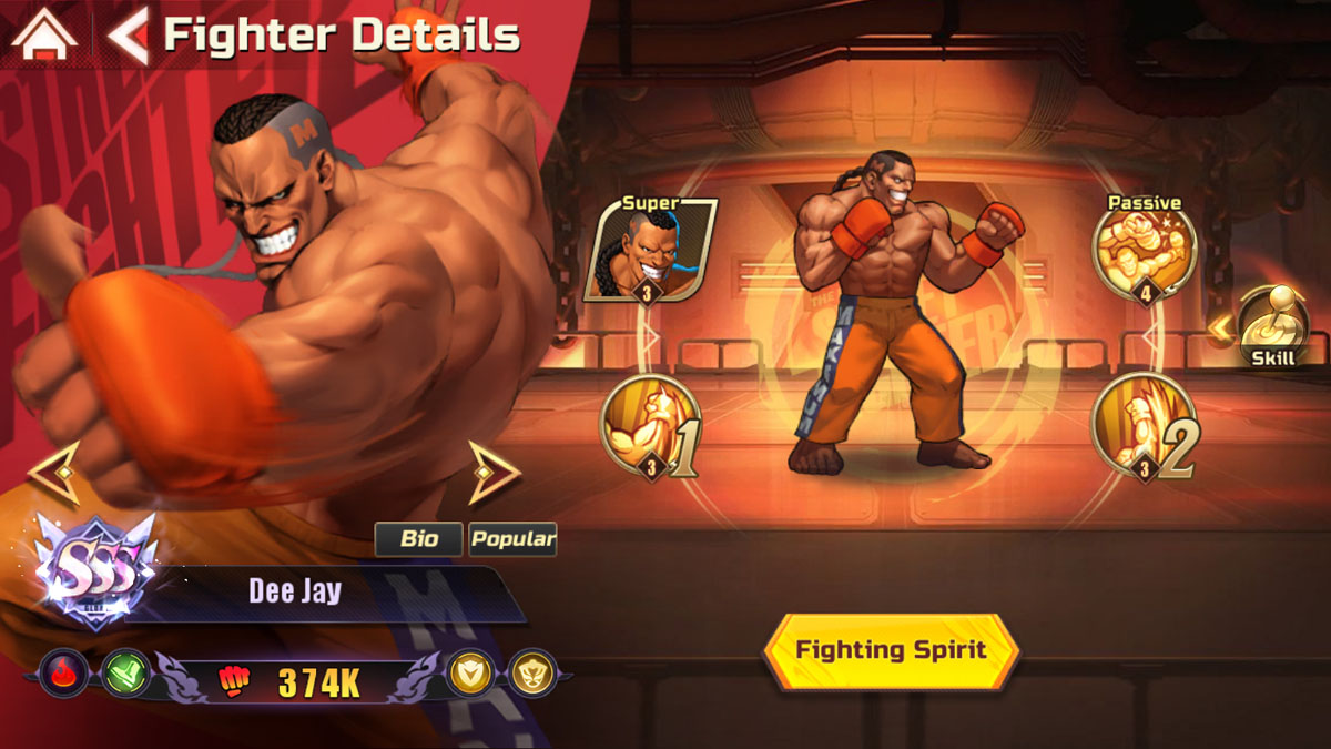 Dee Jay fighter screen in Street Fighter Duel