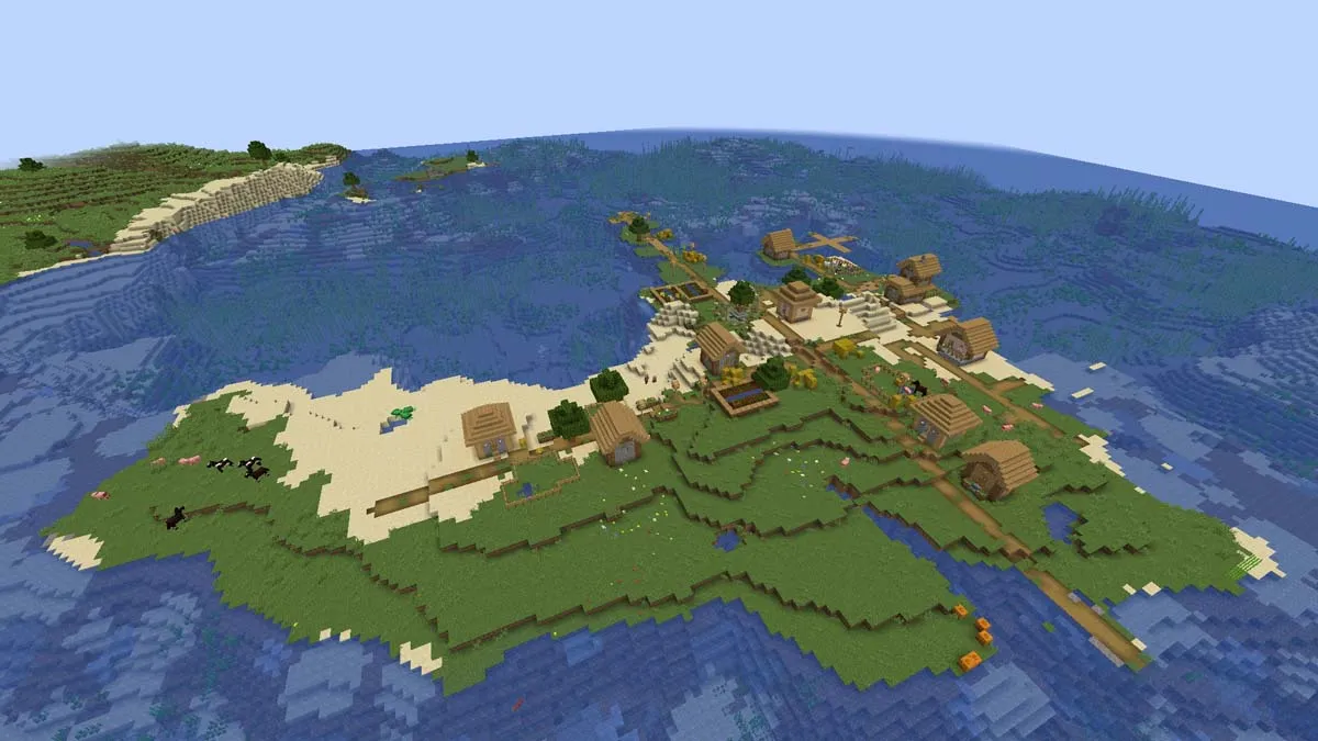 Survival island village in Minecraft