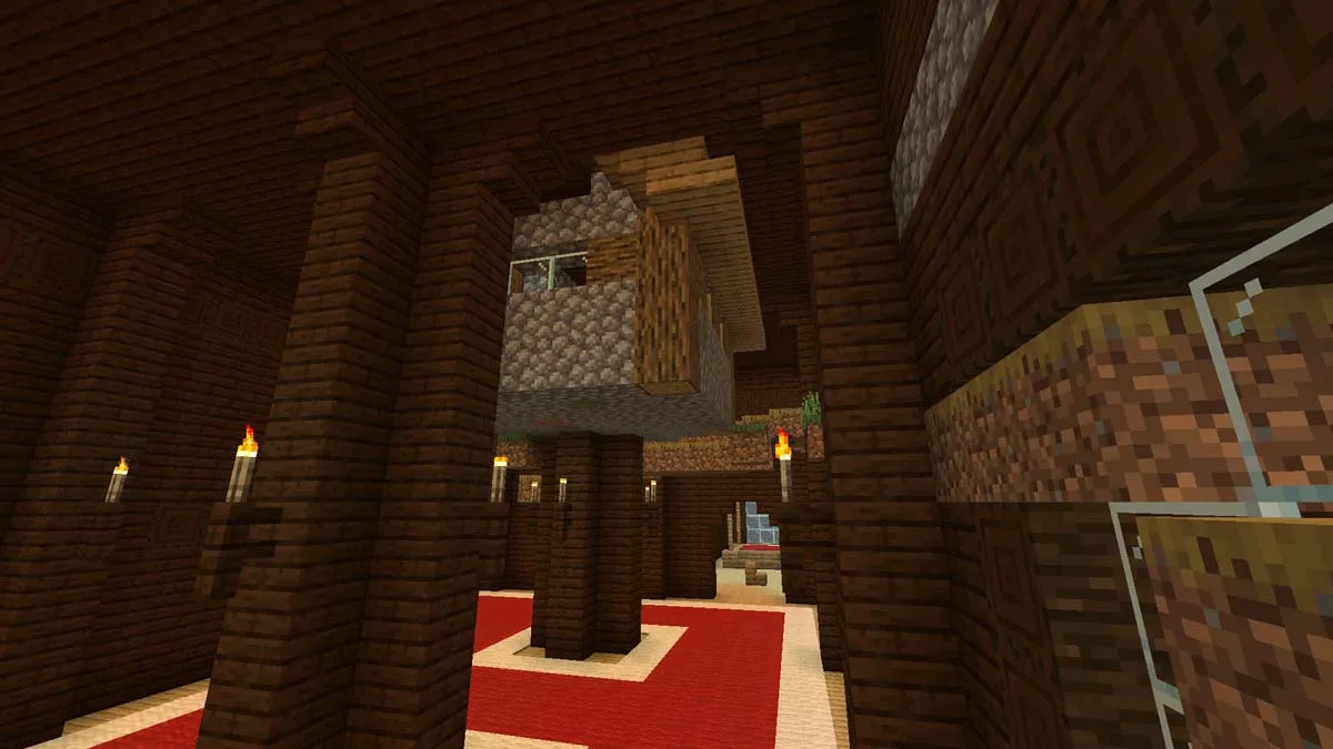 Village hut inside woodland mansion in Minecraft