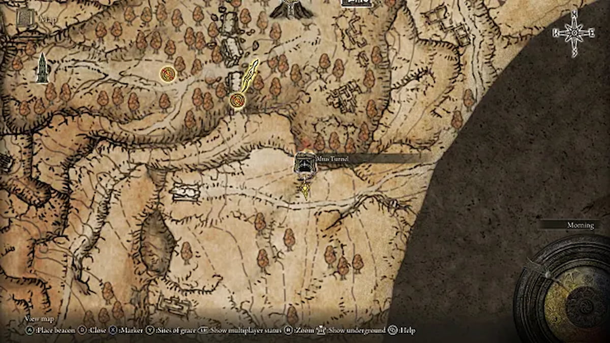 elden ring map ponting to one of the smithing stones