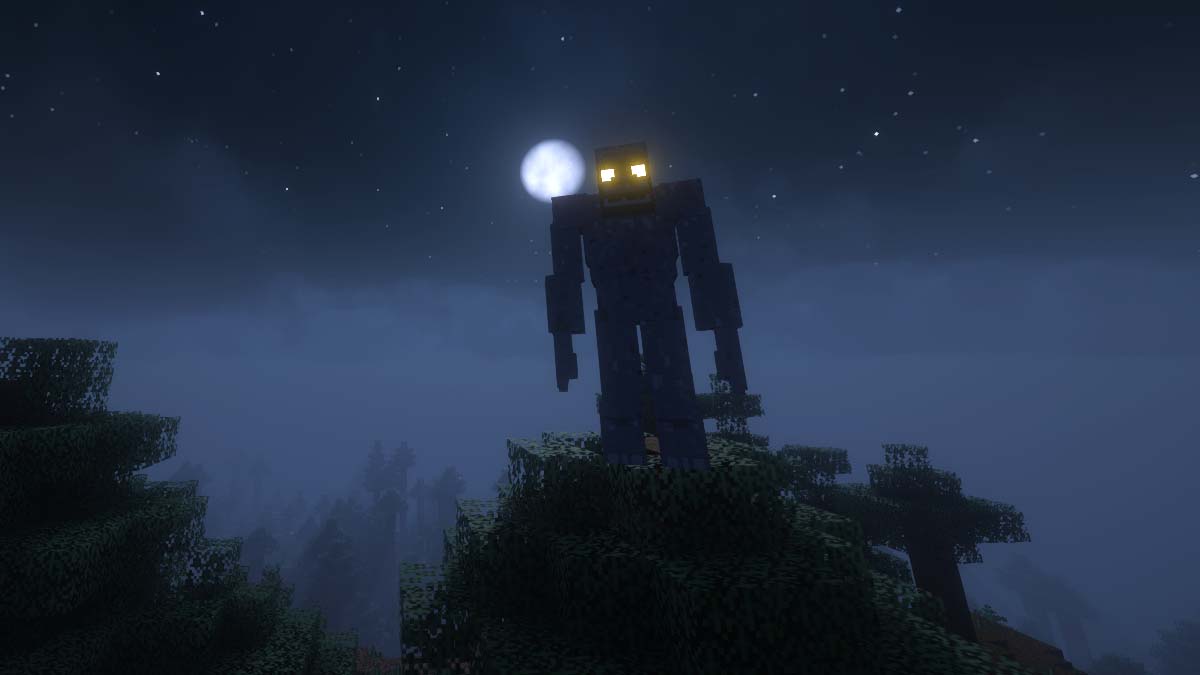 Sasquatch bigfoot at night in Minecraft