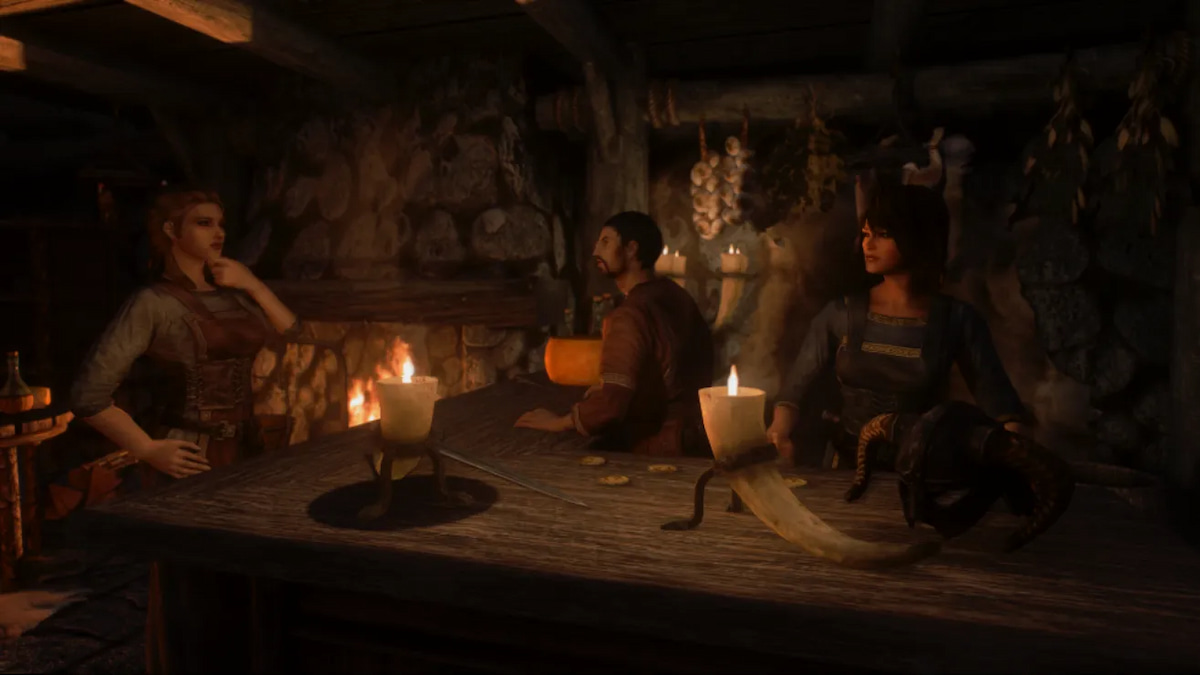 skyrim npcs in a tavern talking