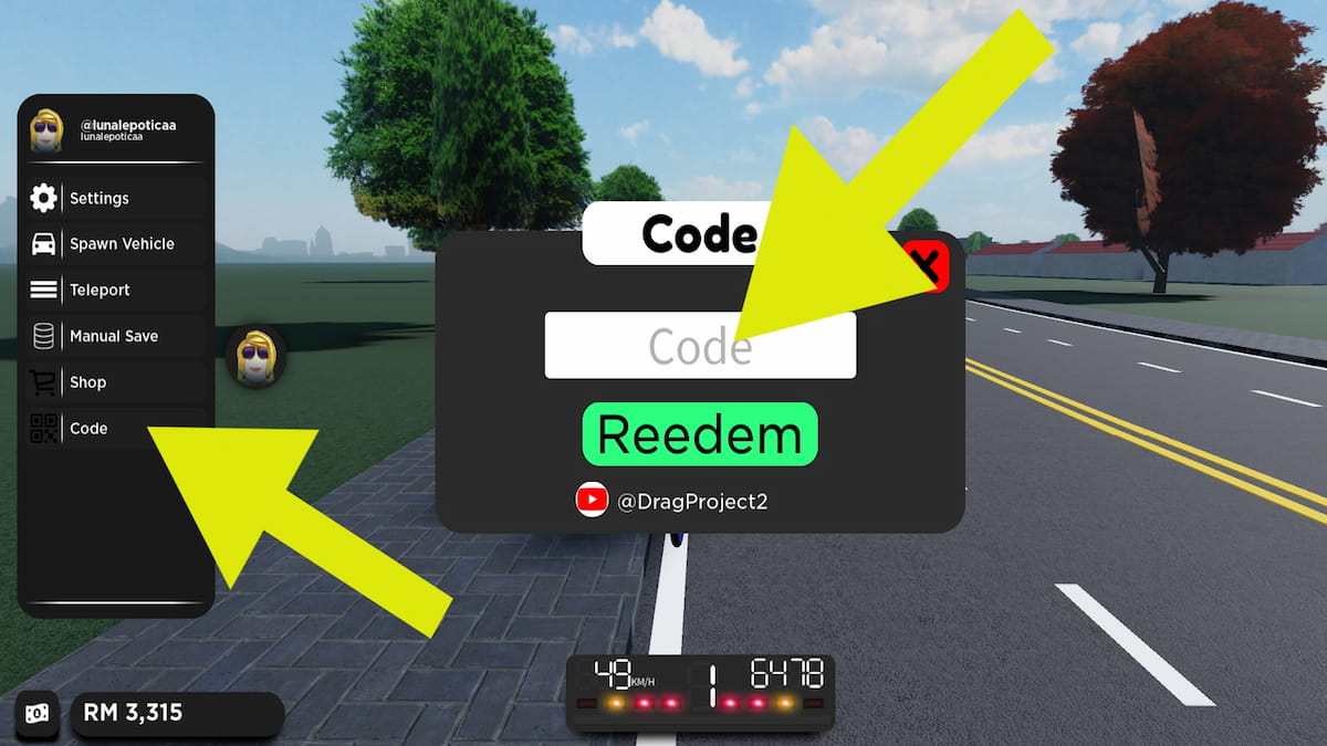 How to redeem codes in Drag Project