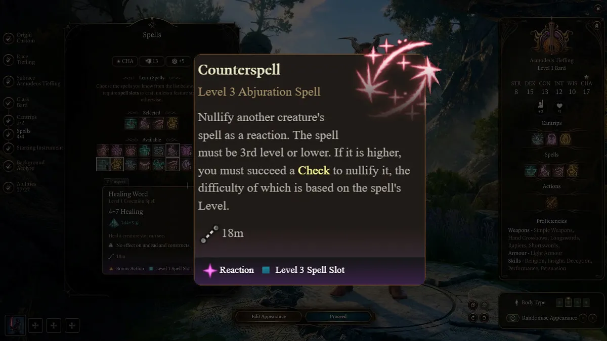 baldur's gate 3 counterspell spell tooltip