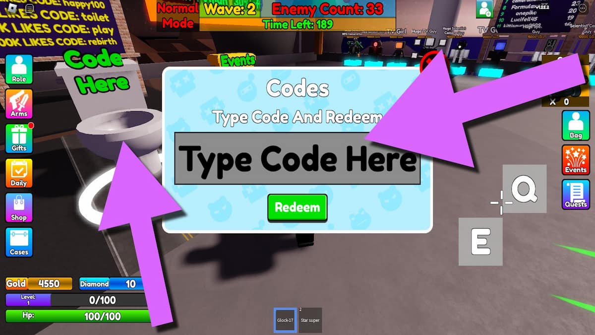 How to redeem codes in Bathroom Attack