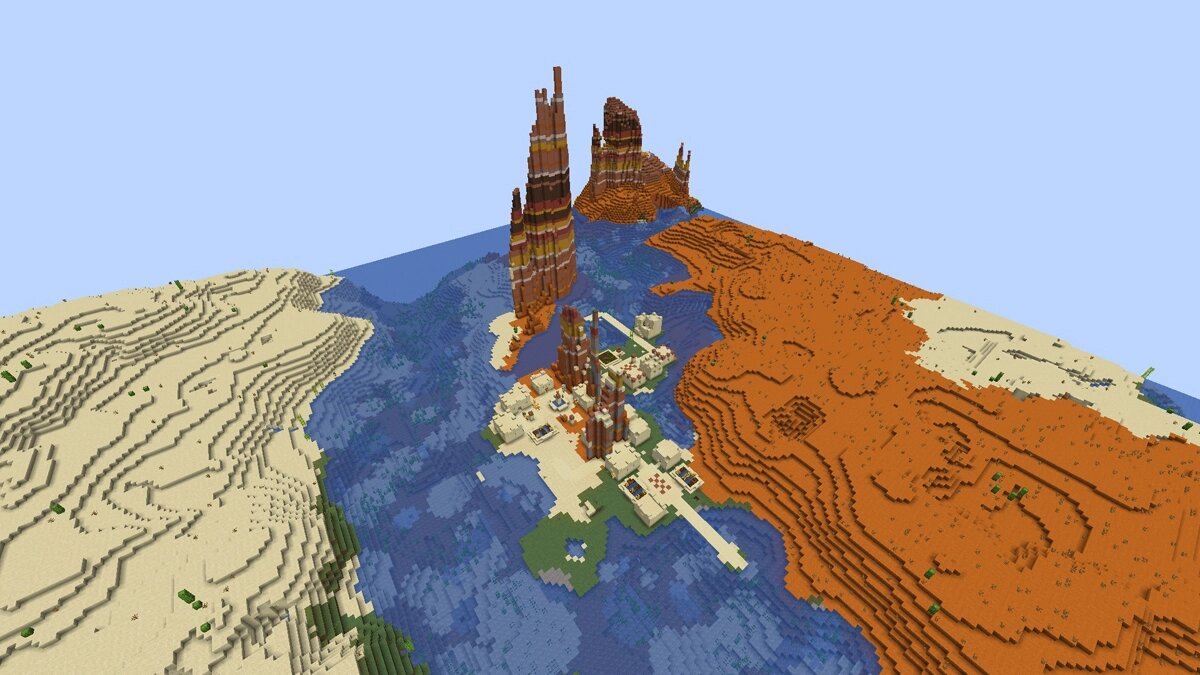 Desert village and badlands in Minecraft