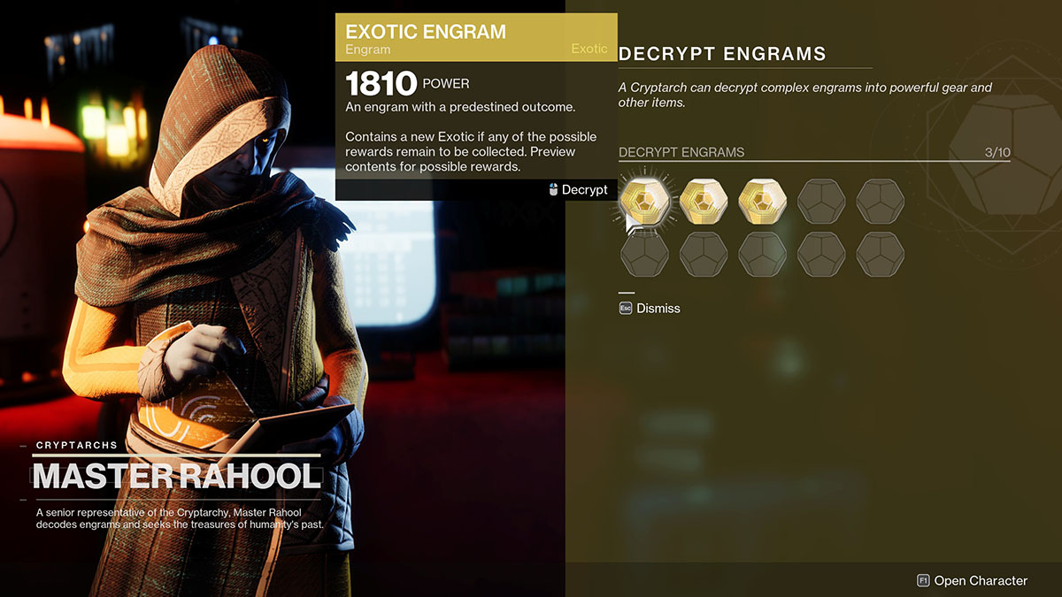 Decrypting raw Exotic Engrams at Master Rahool