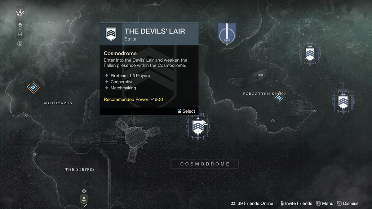 The Devil's Lair Strike activation node on the Cosmodrome