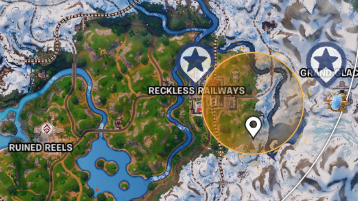 Fortnite chatper 5 season 1 yellow medallinon circle on map.