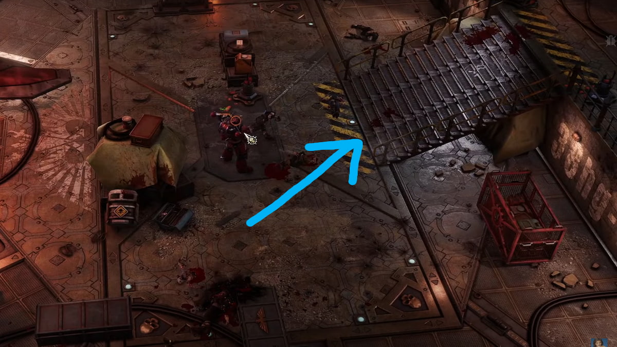 stair case in the aurora boss fight in warhammer 40k rogue trader