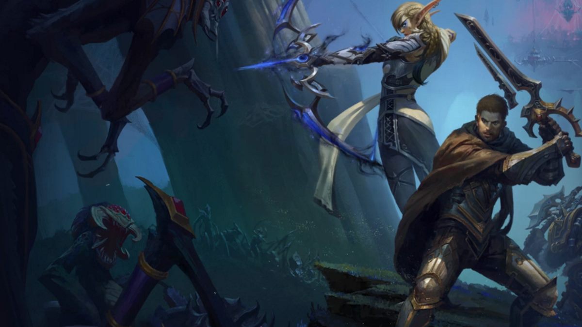 WoW promo image of a Blood Elf and Human.