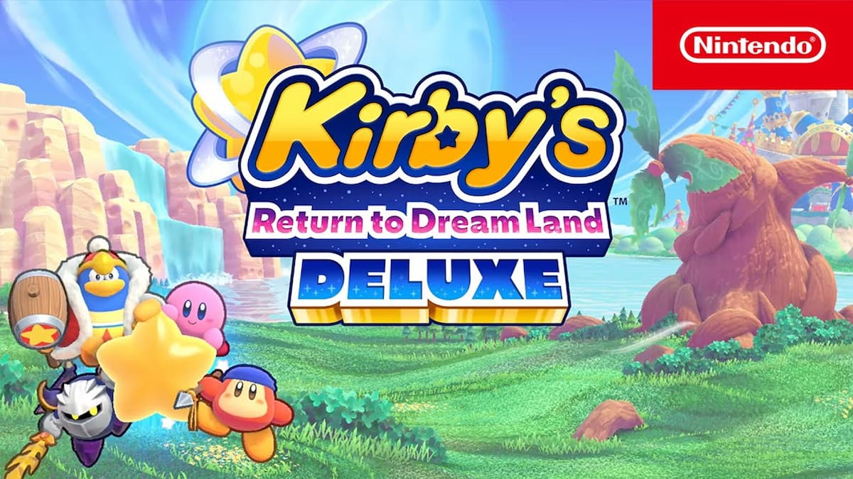 Kirby’s Return to Dream Land Deluxe box art with Kirby and friends 