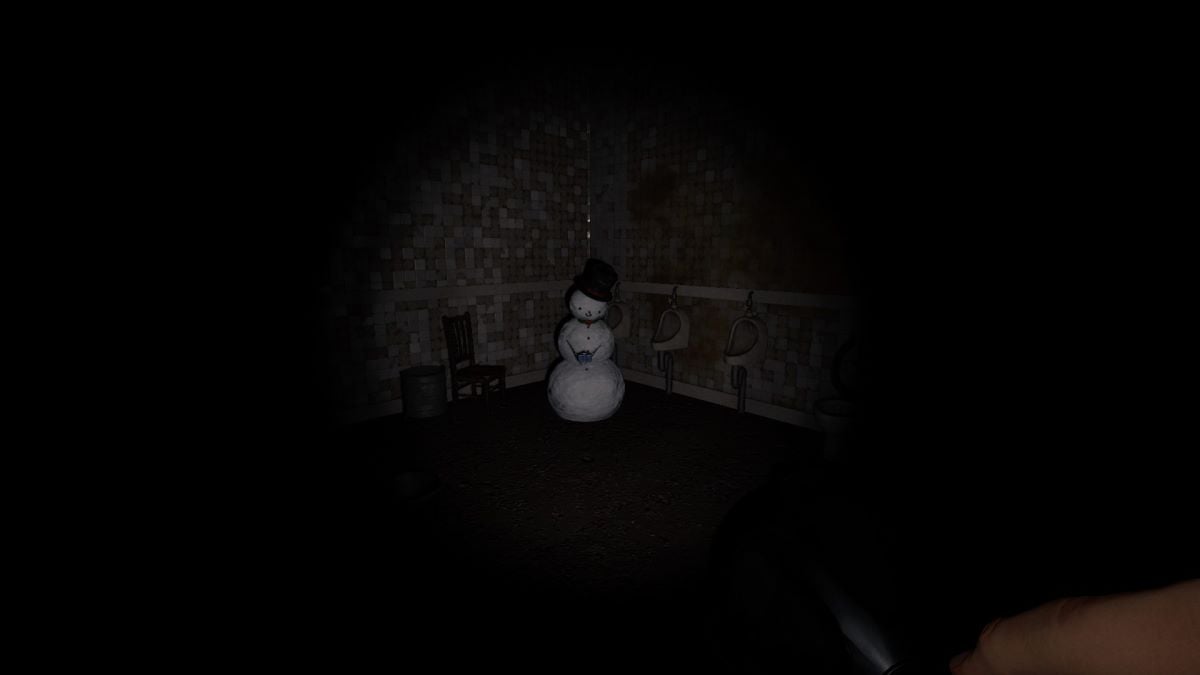 A snowman holding a Mysterious Part for the Phasmophobia Holiday 2023 event.