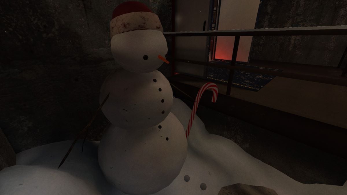 A snowman in the Phasmophobia lobby.