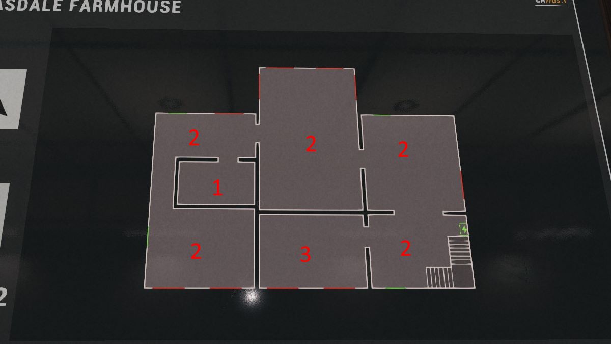 A map of Grafton Farmhouse with numbers