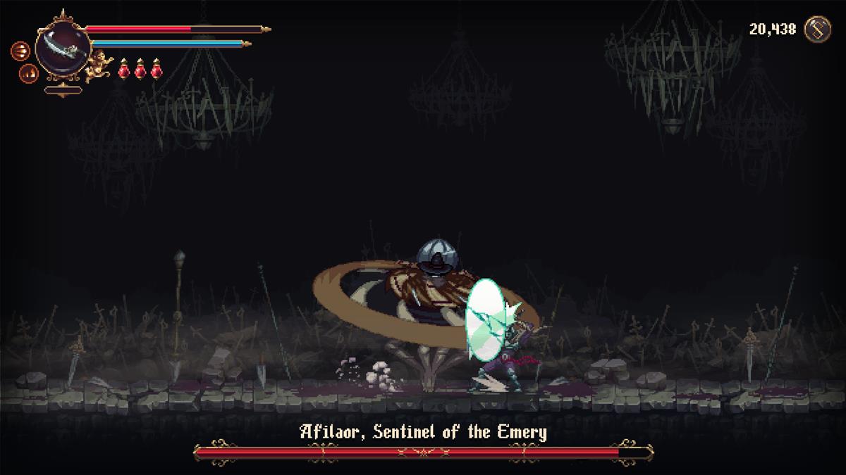 fighting a boss in Blasphemous 2