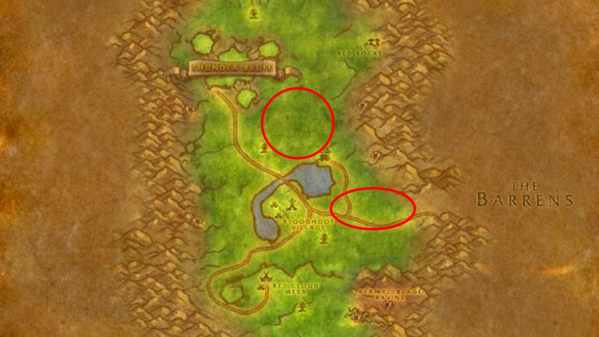 Map of the Barrens in WoW