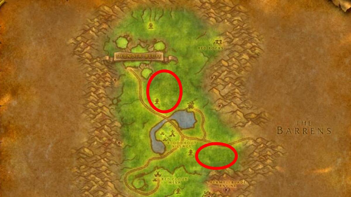 Wandering Swordsman locations in Mulgore.