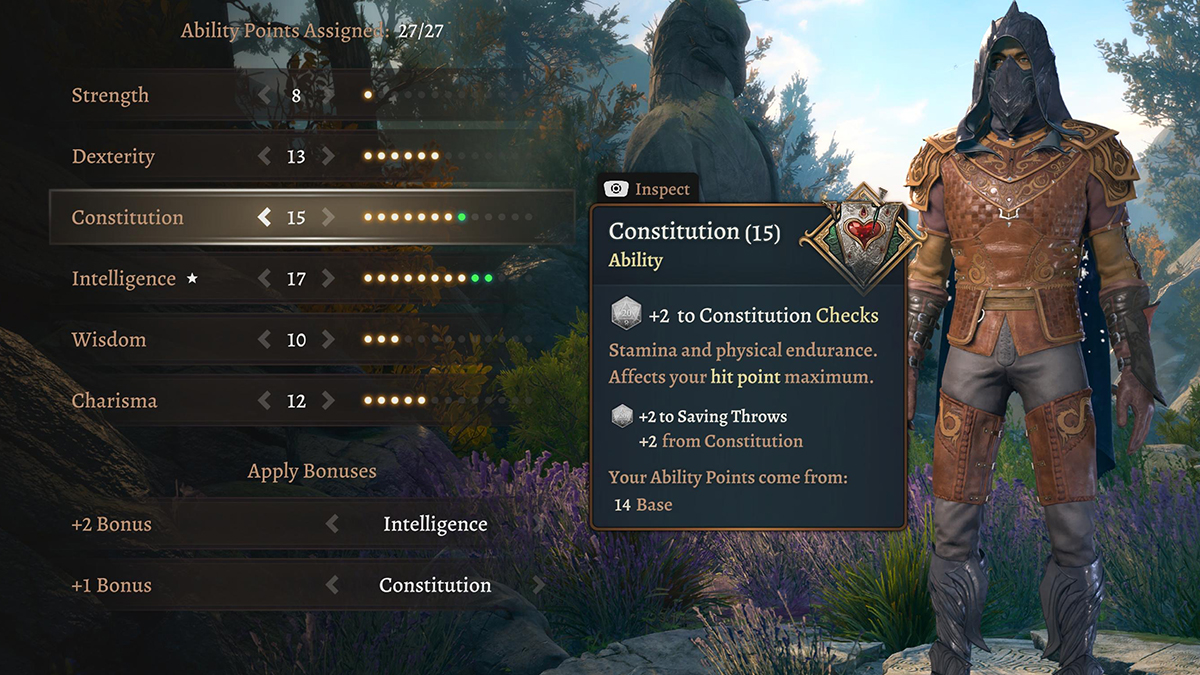 BG3 Constitution ability point description.