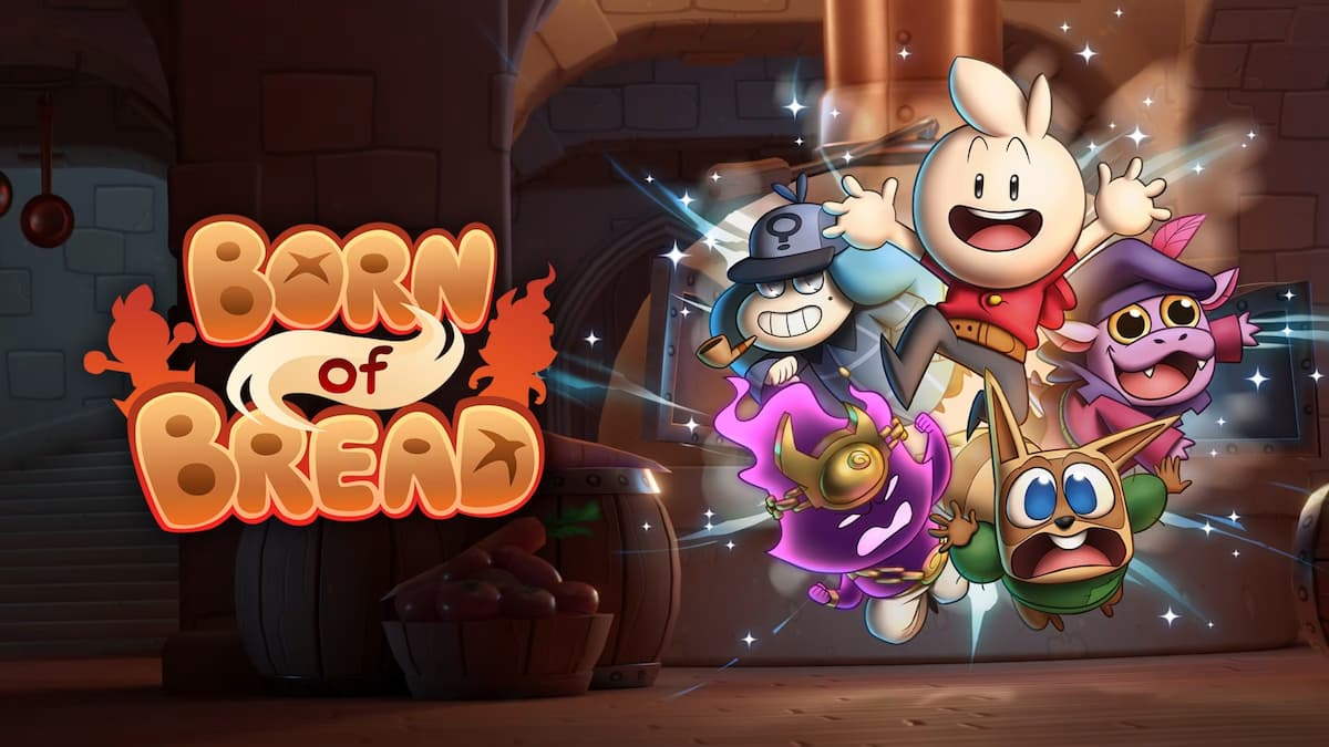 characters jumping together next to born of bread logo