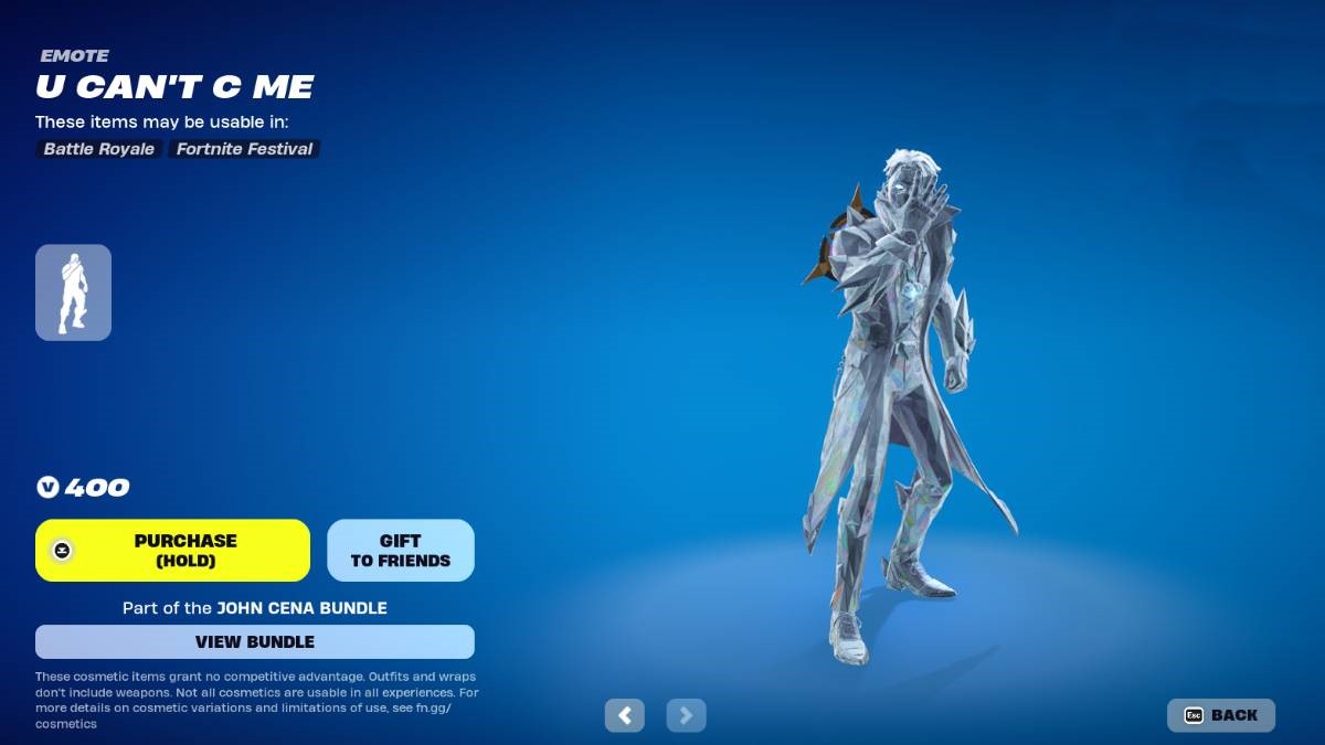 U Can't C Me emote in Fortnite.