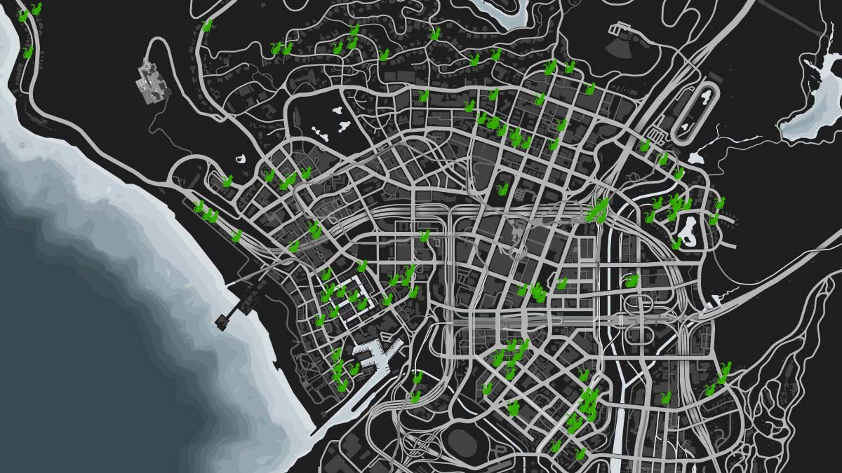 Cat animal locations on the GTA 5 Online map